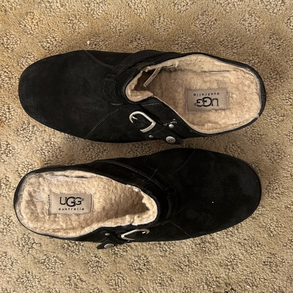 UGG Australia Black Sheepskin Backless Clog